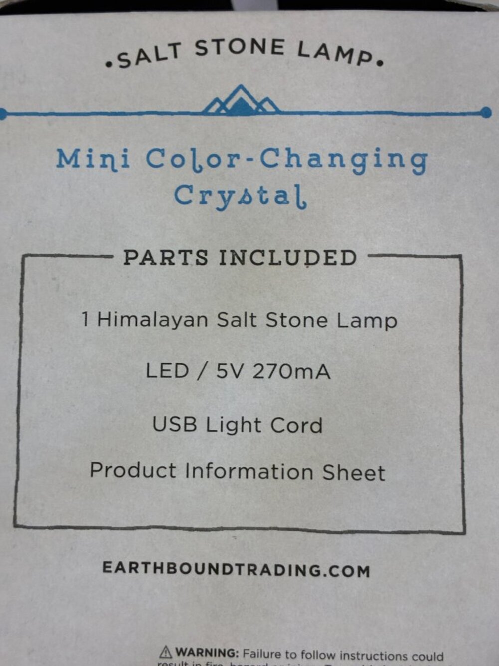 EARTHBOUND TRADING Himalayan Salt Stone Wood Base Color Changing Lamp 5.5" NWT - Picture 7 of 9
